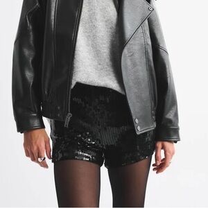 Abercrombie & Fitch Black Stretch Sequin Micro Shorts
